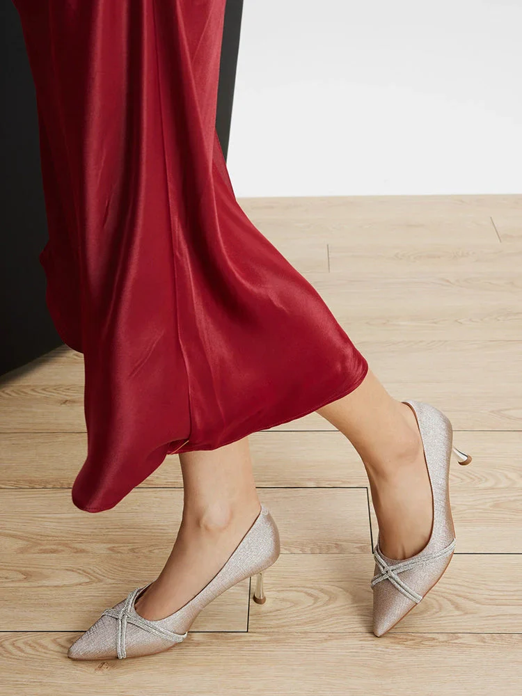 Zoravelle Crystal Embellished Glitter Heels - Image 2