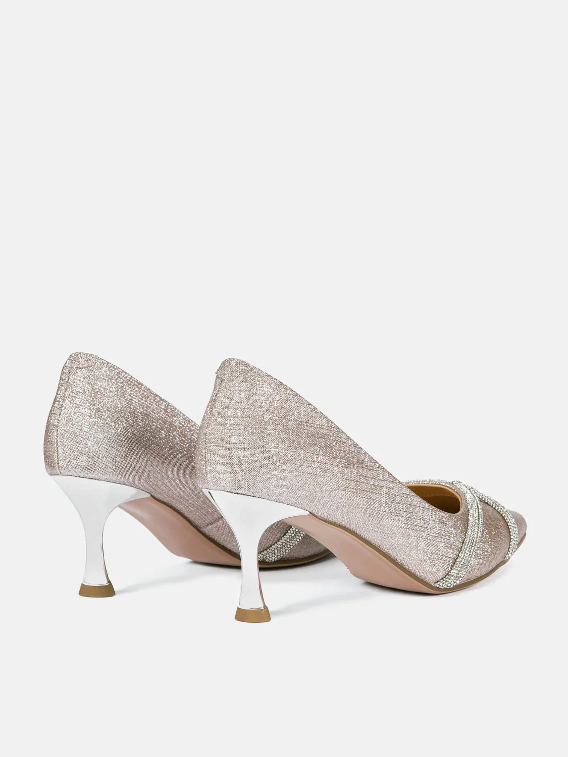 Zoravelle Crystal Embellished Glitter Heels - Image 8