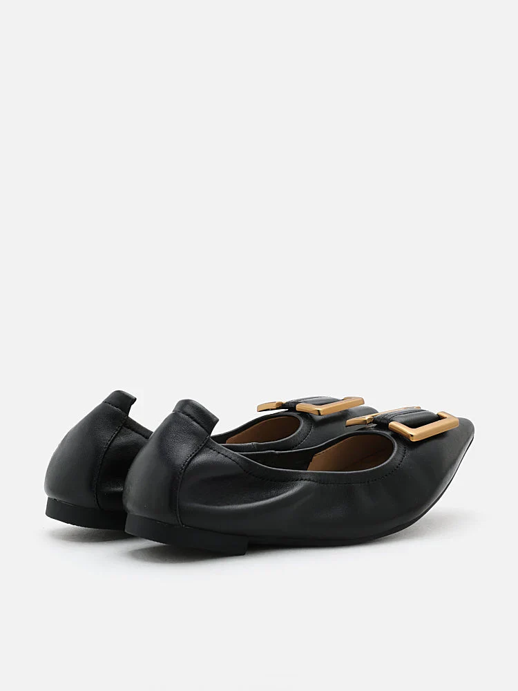 Harper Gold Buckled Pointed-Toe Flats - Image 16