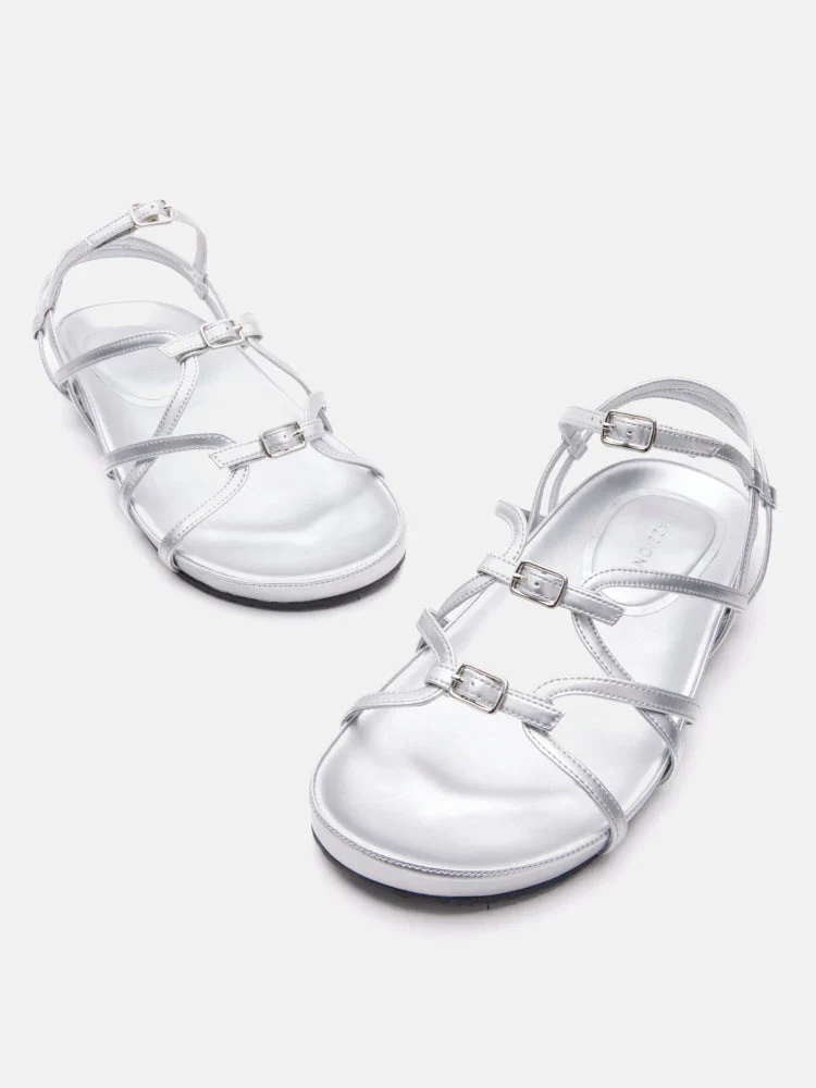 Anica Metallic Cross-Strap Comfort Sandals - Image 3