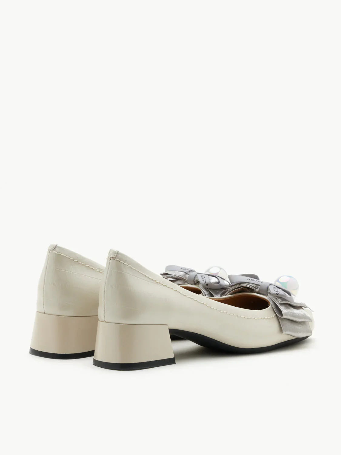 Florianna Ribbon and Pearl Low Block Heels - Image 7
