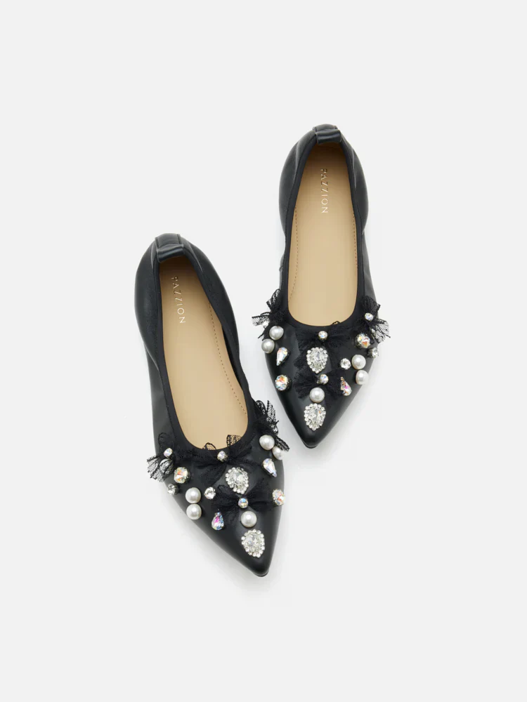 Alasdair Embellished Pointed Toe Flats - Image 13