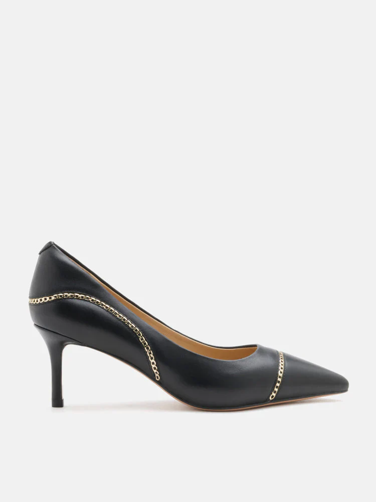 Viv Chain-Trimmed Pointed Leather Heels - Image 11