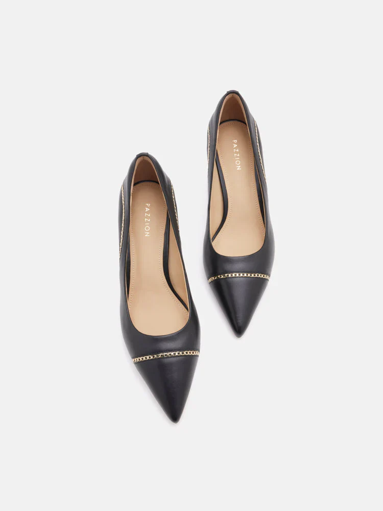 Viv Chain-Trimmed Pointed Leather Heels - Image 13