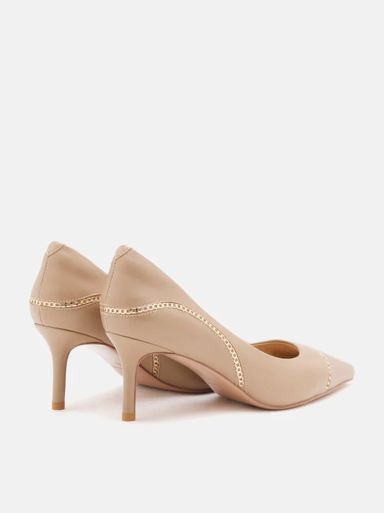Viv Chain-Trimmed Pointed Leather Heels - Image 7