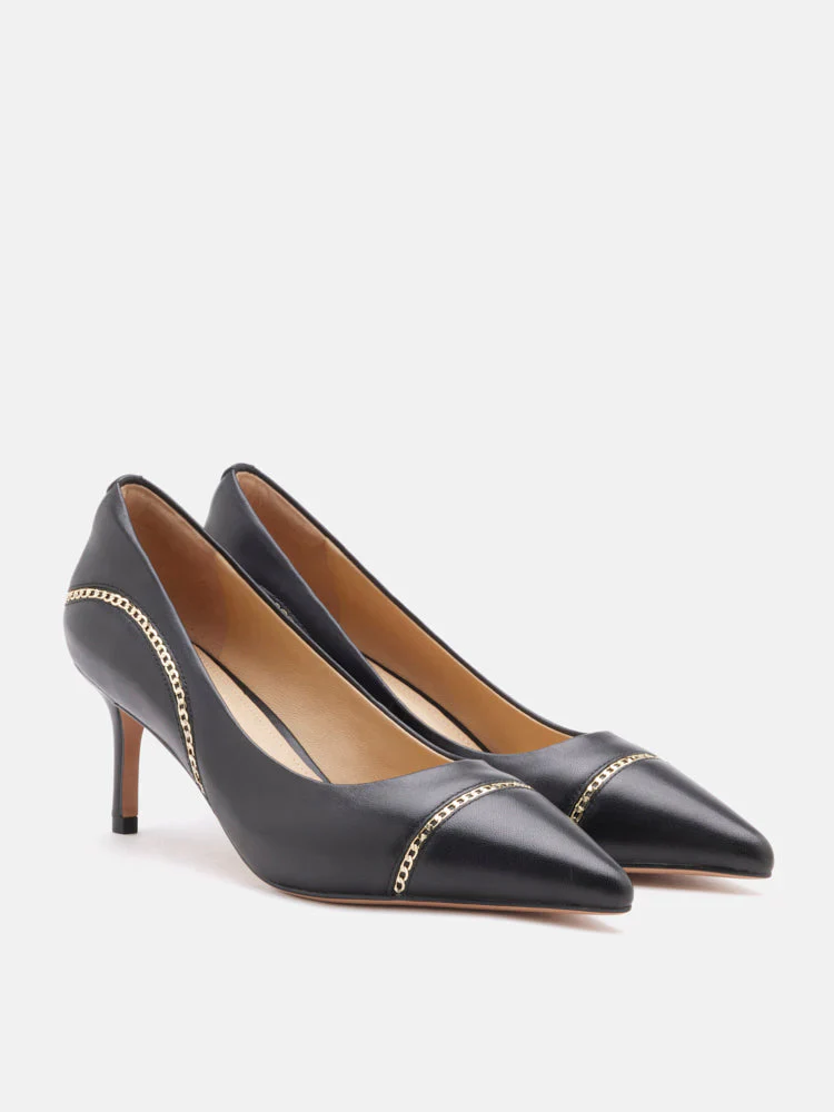 Viv Chain-Trimmed Pointed Leather Heels - Image 8